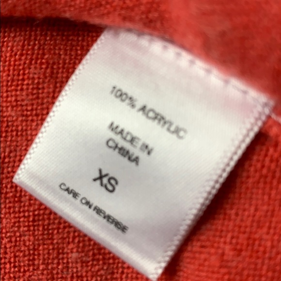 New York & Company ruffle front coral V-Neck cardi - Picture 7 of 8